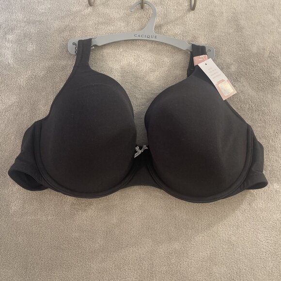 Cacique‎ Collection NWT Black Underwire Lightly Lined Full Coverage Bra 46D NEW - Picture 1 of 11
